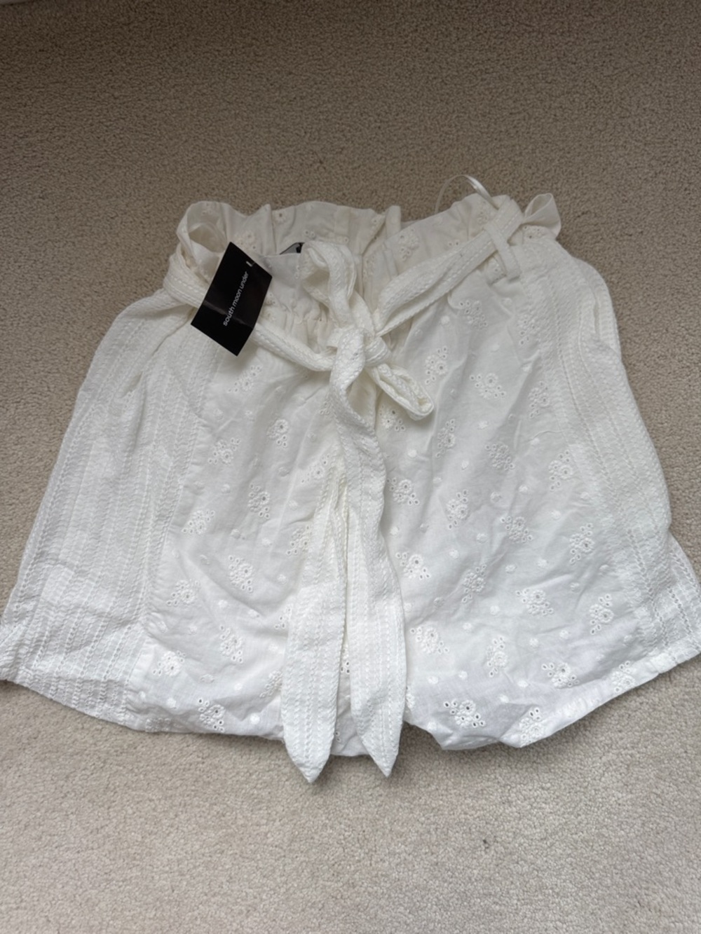 South Moon Under White Eyelet Tie-Waist Shorts